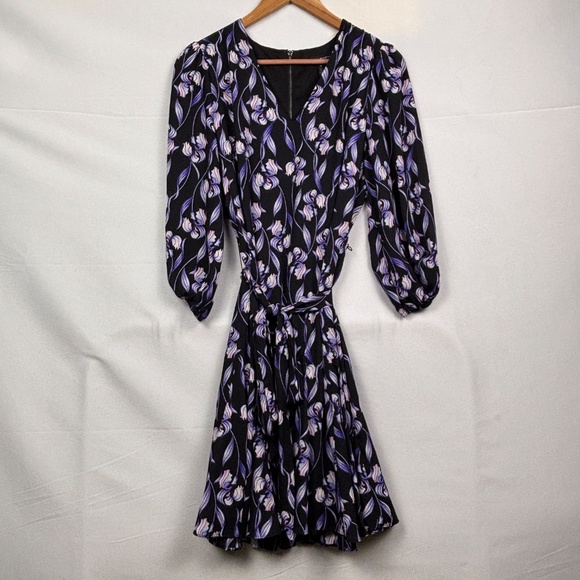WHBM Women BalloonSleeve Tie Waist Mini Dress Sz 8 Party Cocktail Flirty Wedding - Picture 1 of 11